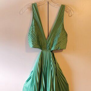 Abercrombie & Fitch Giselle Pleated Cutout Maxi Dress Women Size Medium Green